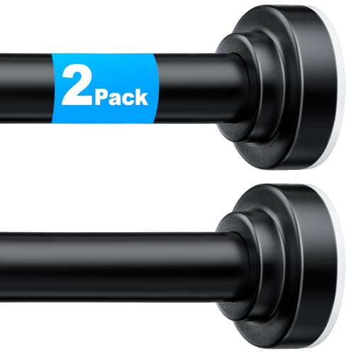 Image of TEECK 2 Pack Shower Curtain Rod, 32-43 inch Adjustable Spring Tension Curtain Rod, Never Rust Anti-Slip Shower Curtain Rod for Bathroom, No Drilling, Never Collapse, Easy to Use, Black