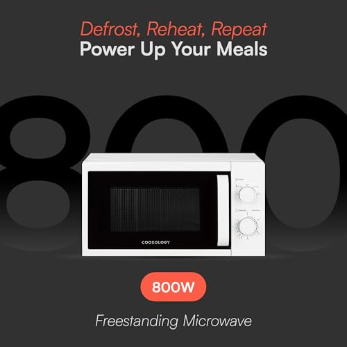 Cookology CMAFS20LWH 800W Freestanding Microwave - Microwave with 20 Litre Capacity and 25cm Turntable - 5 Cooking Power Levels - Quick Defrost Setting and Dial Timer - White - Image 3