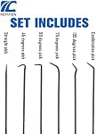 ROTATION Extra Long Precision Hook and Pick Set, 6-Piece Set, Chrome Vanadium Steel Shaft, for Remove Hoses and Gaskets, Auto and Electronics Maintenance Tools