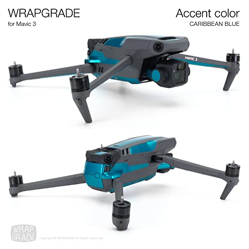 Image of WRAPGRADE Partial Skin Stickers for DJI Mavic 3 Pro Accent Color (Caribbean Blue)