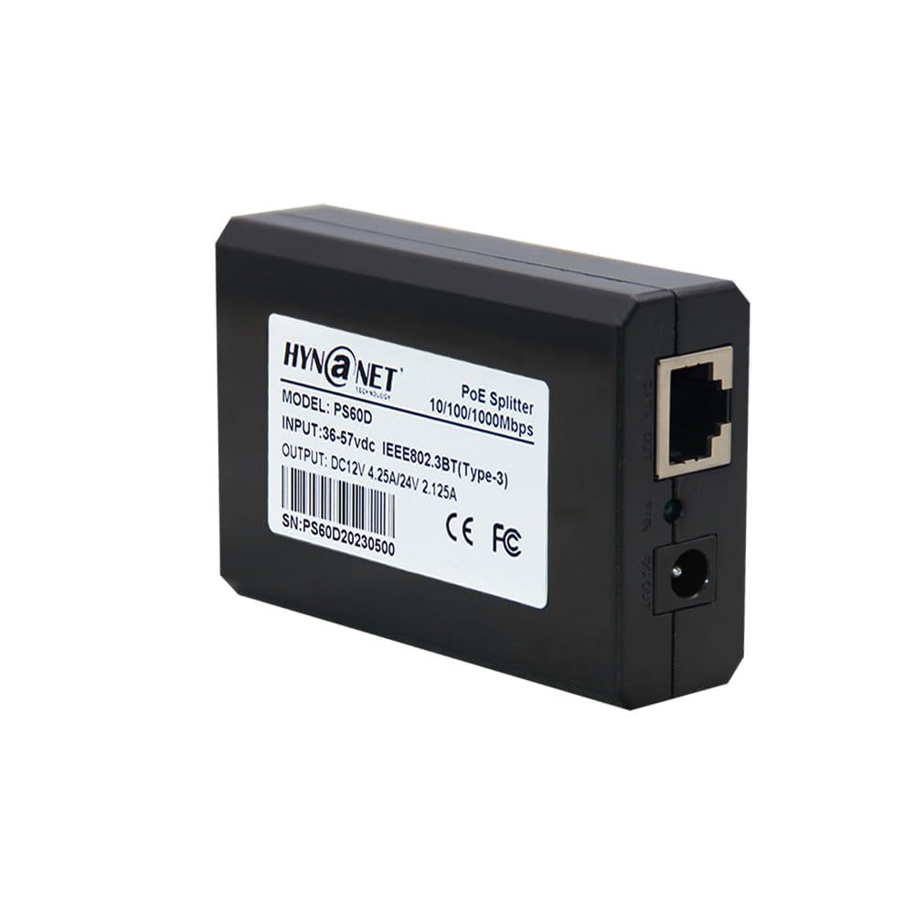 802.3bt Gigabit PoE++ Splitter to 12V/24V, 51W Power Adapter for PTZ Camera,DVR,NVR, LED Strip Light,Monitor