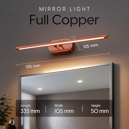 Image of Modern Copper Finish 6W 3 Different Color Mode Changing (Wh /WW /NW) Energy Saving Led Mirror Picture Wall Lamp for Bedroom, Living Room, Restaurants, Dining, Coffee Shop,Home Etc