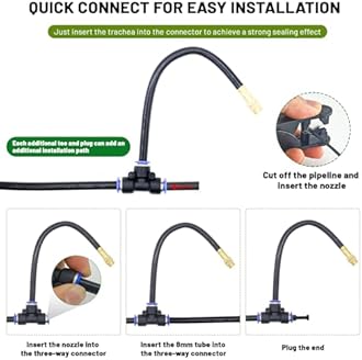 360° Adjustable Drip Irrigation System - 66FT Garden Watering System with 22 Nozzles, Garden Irrigation System, Greenhouse Accessories, Atomizing System for Yard, Lawn, Plants, 5/16 inch Hose