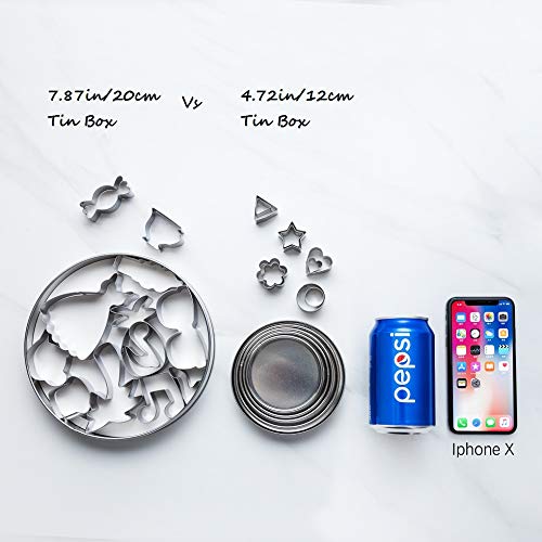 Beyond 280 Stainless Steel Cookie Cutters,4-Piece Round Shapes And 10-Piece Mini Tiny Geometric Triangles Heart Star Circle For One-Bite Cookies, Cake Décor, Fondant Biscuit (4 Circles & 10 Mini) #TOP5
