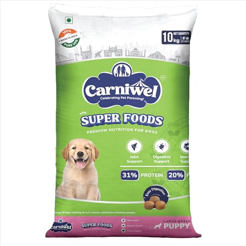 Image of Carniwel Superfoods Puppy Dry Dog Food 10 Kg | 100% Vegetarian | Fresh & Natural Ingredients | Highly Palatable | GMO Free | Premium Nutrition for Large Dogs