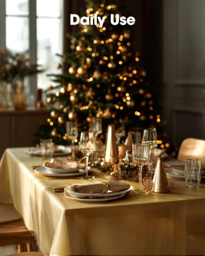 Image of Pureegg Plastic Table Cloth Disposable 54x108 Inch 20 Pack, Gold