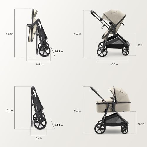 Image of Mompush Wiz 2 in 1 Baby Stroller with Infant Pramette Mode, One Hand Fold Convertible Newborn to Toddler Stroller with Reversible Seat and Large UPF 50+ Canopy