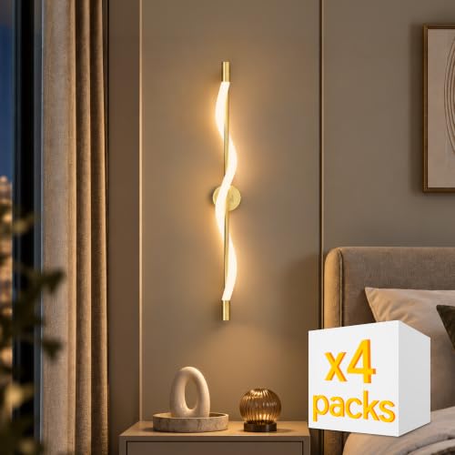 Image of Murphy Twirl 3-in-1 LED Wall Lamp with Golden Finish | Spiral Design | Warm /Neutral /Cool White Light | Premium Aluminium Body | Artistic Modern Wall Light | 2-Year Warranty | Pack of 4