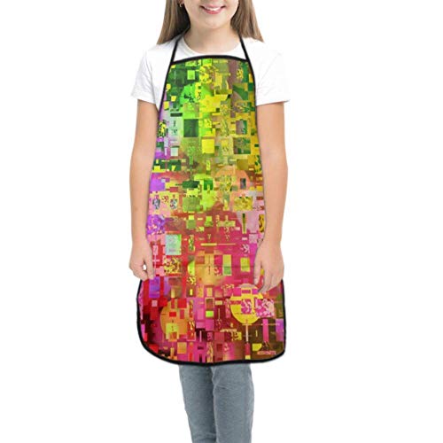 Chefs Apron For Kids Color Abstract Artifact Pixel Textures Cook Apron Funny Boys Kids Apron Waterproof With Pocket For Cooking Baking Painting And Party