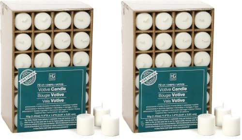 Image of Hosley Unscented White Votive Candles, 144-Pack - Clean-Burning, Long-Lasting 10-12 Hour Burn - Ideal for Weddings, Home Decor, Spa, Events - Bulk Value for Versatile Use