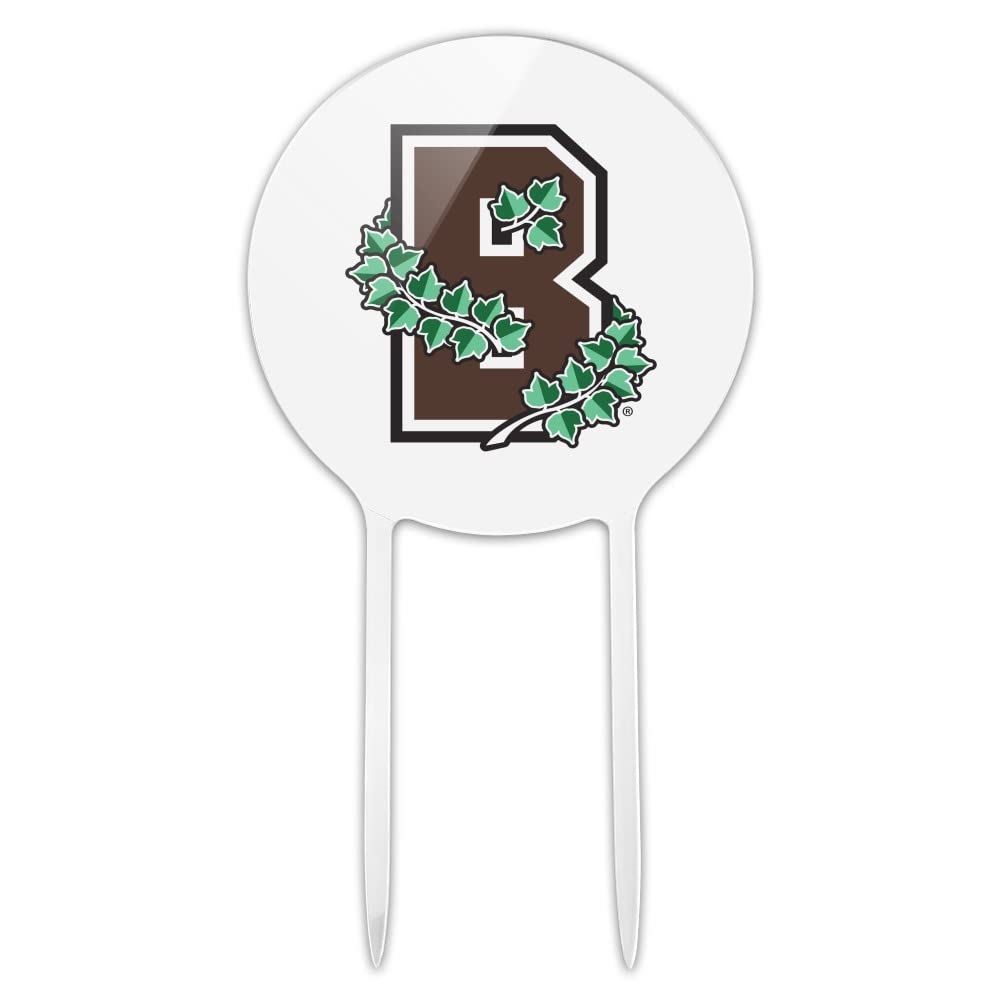 Acrylic Brown University Secondary Logo Cake Topper Party Decoration for Wedding Anniversary Birthday Graduation
