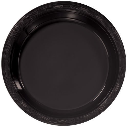 Hanna K. Signature Collection 100 Count Plastic Plate, 10-inch, Black