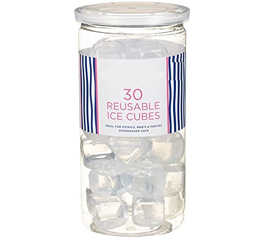 BeSquared30pcs Reusable Ice Cubes - Freezable Food-Safe Cubes Ideal for BBQs, Picnics, Camping and Parties - Dishwasher Safe - Perfect to Chill Drinks Without Diluting