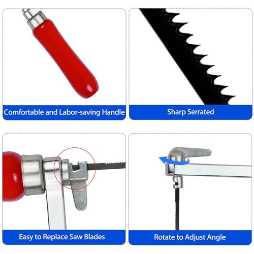NCCHDZSW Laubsäge mit 7 Laubsägeblätter Verstellbare Laubsägenfür Holz Dekupiersäge 360 Grad drehbar Sortierte Sägeblätter Metallsäge für Metall und Holz Präzise Schnitte