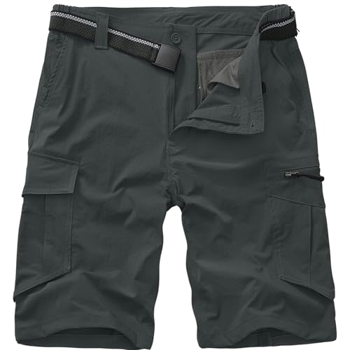 Toomett Men's Hiking Cargo Shorts Quick Dry Outdoor Travel Shorts for Men with Multi Pocket for Fishing Camping Casual,6230,Dark Grey,40