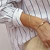 PEARLADA 18k Gold Plated Open Bangle Bracelet, Square Cuff Bracelet Adjustable, Stackable Bracelets for Women Trendy #4