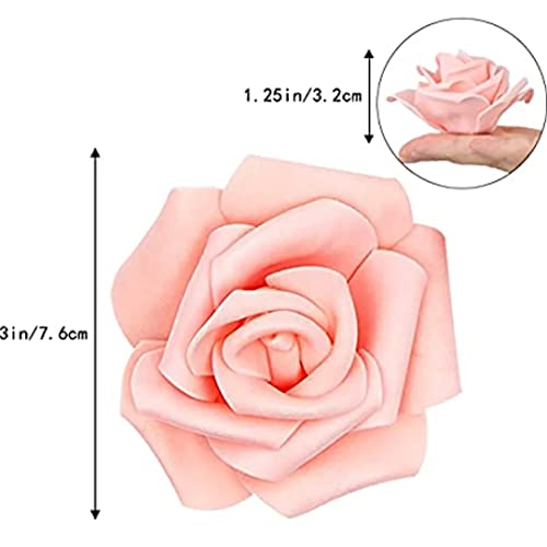 Image of VRB Dec 24 pcs Rose Artificial Flowers for Decoration,Artificial Flower,Flower for Hair Styling,Flower for Pooja, for Home Decor,Diwali. (24pcs - Peach Big Foam Rose)