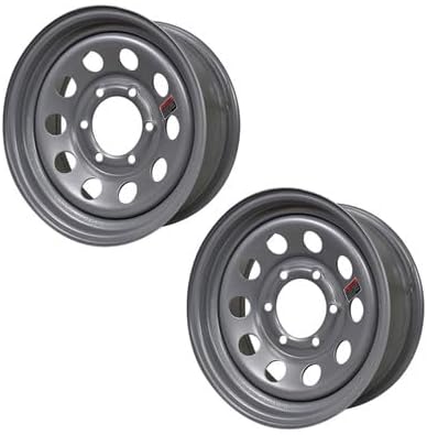 2 PACK - 15X6" 6 on 5.5 Silver Mod Trailer Wheel