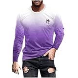 Muscularfit T Shirts for Men Graphic Design Long Sleeve Palm Tree Print Causal Pullover Shirt Fashion Sports Workout Tee Tops Warehouse Amazon Warehouse Deals Floral Shirts for Men 2024 Purple L