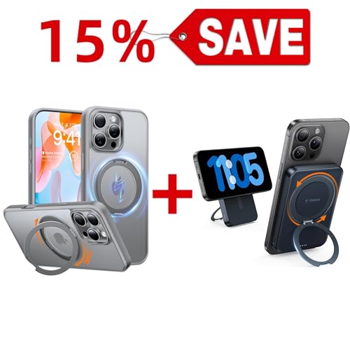 TORRAS Ostand 10,000mAh QI2 Magnetic Battery Pack with Stand & Magnetic Case — Buy Together to Save 15%