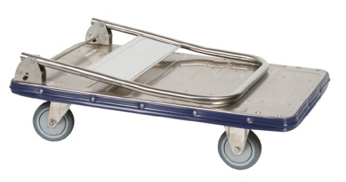 Wesco Industrial Products 270457 Deluxe Series Stainless Steel Platform Truck with Folding Handle, Stainless Steel Rig, 440 Pound Capacity, 19" Width x 29" Length