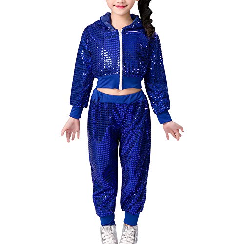 Gtagain Disfraz Moderno Lentejuelas Ropa - Competencia Baile Niños Niñas Lentejuelas Hip Hop Traje de Calle Conjunto de Ropa de Baile Jazz Moda Fiesta Cover