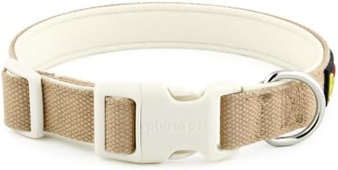 Plutus Pet Cotton Dog Collar, Heavy Duty Collar with Soft Padding, Adjustable and Comfortable for Small Medium and Large Dogs, Beige, M