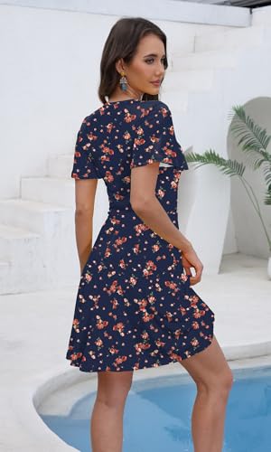Image of COSSEN Women's Casual Short Sleeve Dress with Pockets