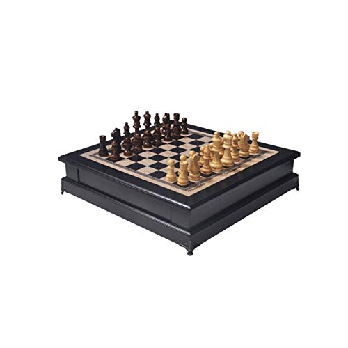 Preisvergleich Produktbild Qiyuezhuangshi Internationales Schach, Classic Fashion Holzschachtisch / Schachspiel, for Innendekoration Dekoration und Spielschach verwendbar (schwarz + braun, 38 * 39 * 10 cm)
