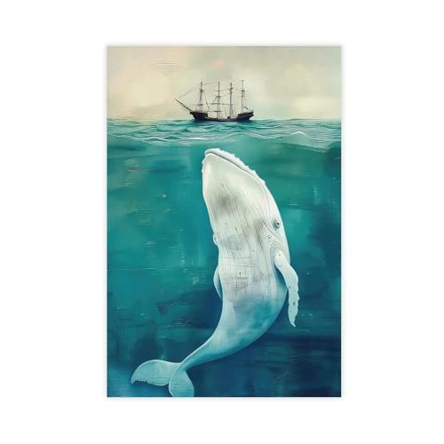Póster de ballena gigante para decoración de pared, pinturas para sala de estar, dormitorio, 30 x 45 cm
