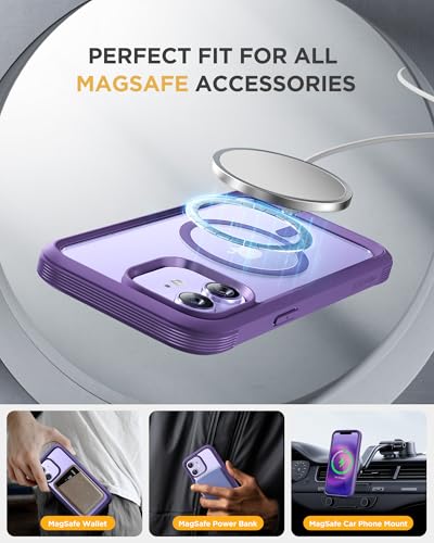 Image of Miracase Glass Series Designed for iPhone 12 /12 Pro 6.1 Inch, Upgrade Full-Body Magnetic Case with Built-in 9H Tempered Glass Screen Protector, with Camera Lens Protector, Magnetic Purple