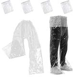 4 Pcs Disposable Rain Pants for Men & Women, Long Waterproof Pants Women Rain Pant with Shoe Cover, Thickened Plastic Foot Wrapped Rainpants Covers for Outdoor Cycling Fishing