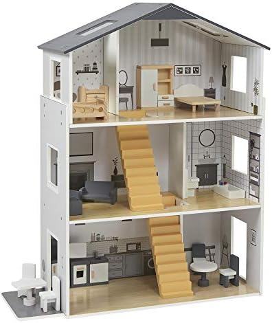 Liberty House Toys Contemporary Dolls House with 18 Hand-Crafted Accessories, H880 x W620 x D300mm
