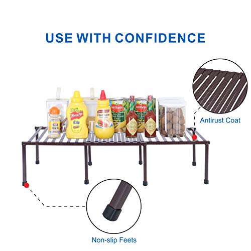 Storage Maniac Set Of 4 Kitchen Rack, Expandable Kitchen Storage Rack, Kitchen Shelf Organizer Rack, Adjustable Kitchen Bakers Rack, Kitchen Organization Shelf Rack For Cabinet, Bathroom, Bronze #TOP3