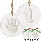 Handabdruck und Fußabdruck Baby Gipsabdruck Set - Personalisierte Baby Fussabdruck Set, Pfotenabdruck Set Hund, Baby Geschenk, Neugeborenen Geschenk (Glaze Finish)