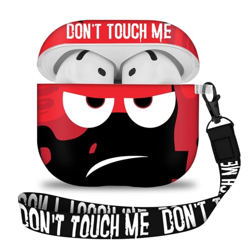 Image of for Apple Airpods 4th Generation Case Cover(2024),Don't Touch Me for Airpods 4 Cover with Keychain /Lanyard Soft Cute Shockproof Covers for Women Men Compatible AirPod 4 Case,Red