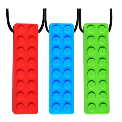 YISIMIN Collar sensorial masticable, paquete de 3 collares masticables de silicona para niños y niñas con autismo, mordedura, dentición, TDAH, autismo, necesidades de mordedura, mordedor masticable