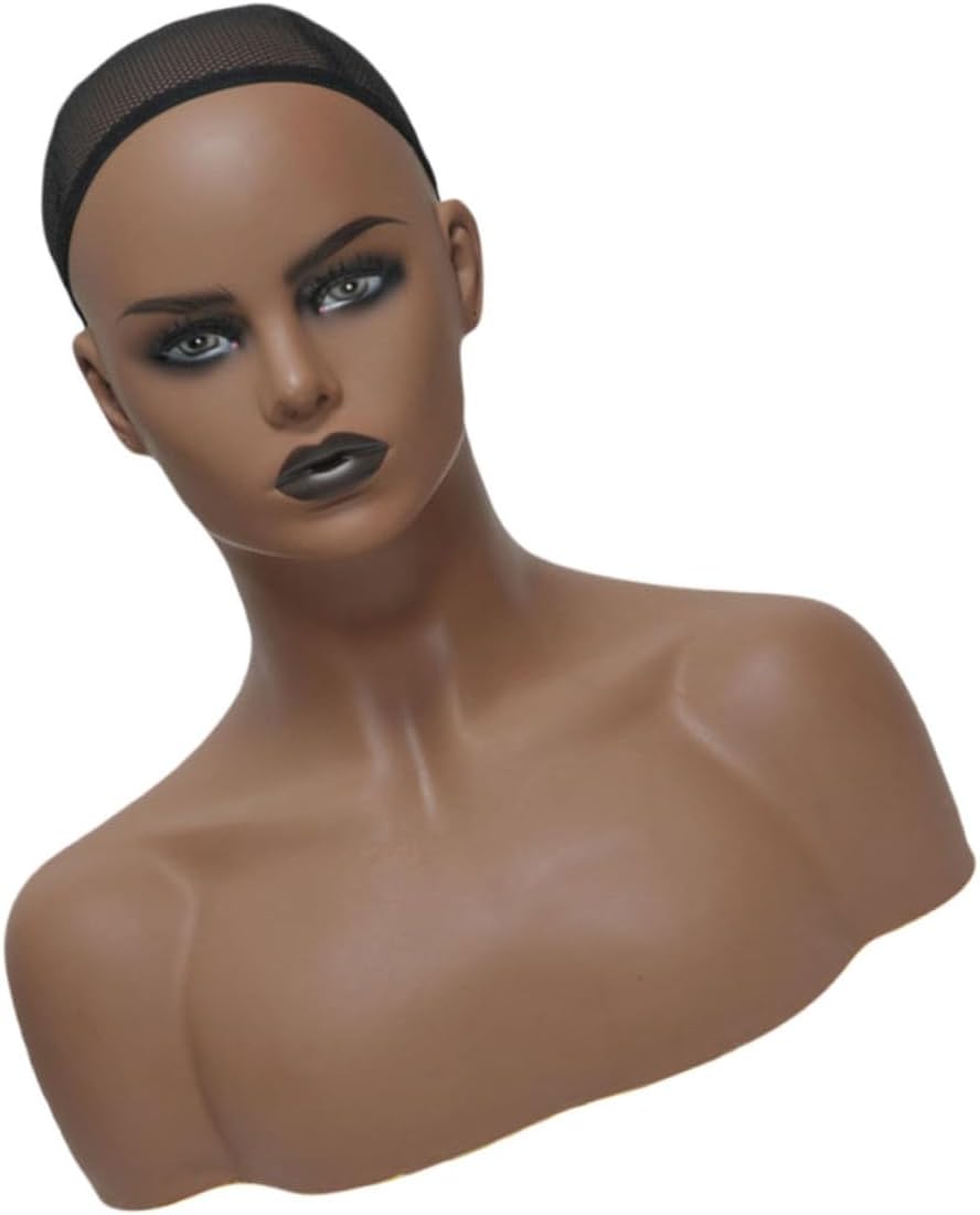 Realistic Bust Head Model for Wig Display Lifelike Wig Mannequin with Earring for Retail Cosmetology Use