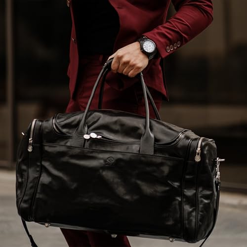 Leather Duffel Bag Weekend Bag Gym Large Travel Bag - Time Resistance3