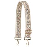 A ALLZEDREAM ハンドバッグストラップ クロスボディ 交換用ハンドバッグ ショルダーバッグ 幅2インチ 調節可能 刺繍レーススパンコール、ダイヤモンドベージュ、5cm