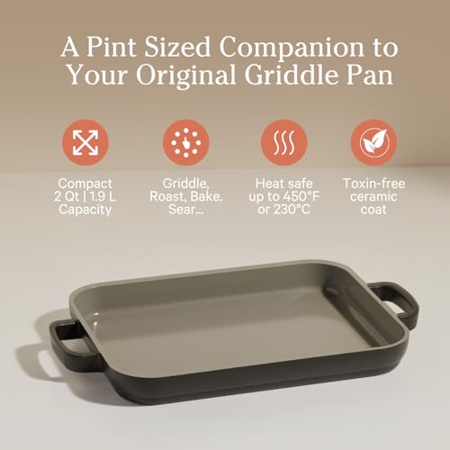Image of Our Place Mini Griddle Pan | 9 inch (2 Qt) Nonstick Ceramic Griddle Pan for Stovetop & Oven | PFAS-Free, Oven-Safe up to 450F, Easy-Grip Handles | Char