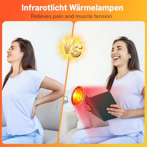 TERVON Infrarotlampe, 150W Infrarotlichtlampe Wärmelampe, 10 Stufen Temperatur Einstellbar mit Timer… – Ansicht 2