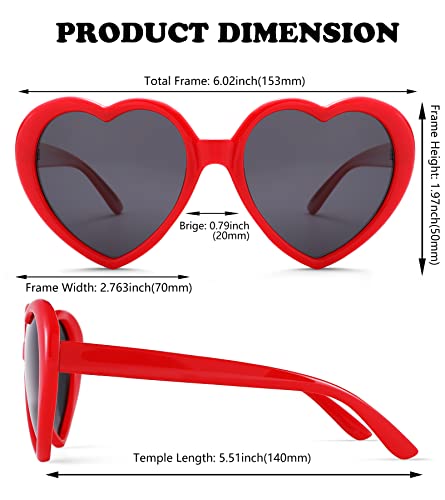 NULOOQ Polarized Heart Shaped Sunglasses for Women Retro Fashion Large Frame Lovely Style with UV400 Protection4