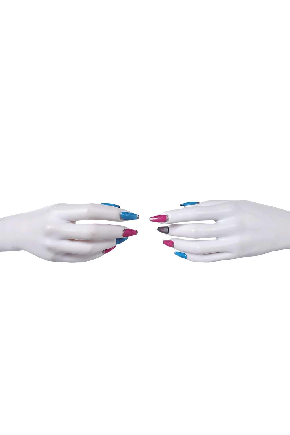 Jinx Cosplay Nails Jinx Press On Nails Long Accessories Costume Cosplay Colorful Fake Nail with Nail Glue