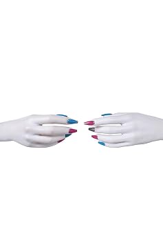Press On Nails Long Colorful Fake Nail Pink Blue with Nail Glue