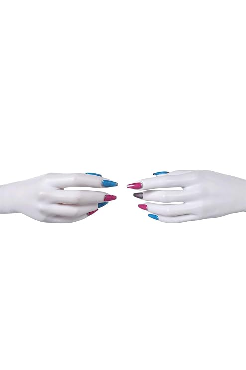 Press On Nails Long Colorful Fake Nail Pink Blue with Nail Glue