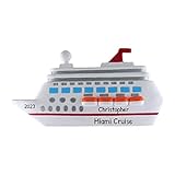 Personalized Cruise Ship Christmas Tree Ornament 2021 - White Board Tour Travel Ocean Hop On Top...