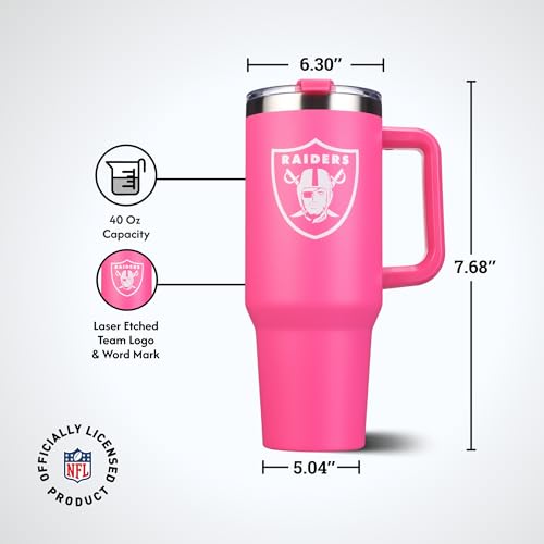 Image of The Memory Company Officially Licensed NFL - Las Vegas Raiders 40oz Pink Game Day Tumbler with Team Logo
