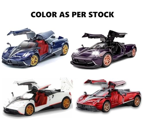 Image of Pagani Huayra 1:32 Scale Die-Cast Metal Car Toy with Pull-Back Action, Openable Doors, Lights & Sound - Premium Collectible Model Car for Kids & Adults Gift [Color As Per Stock]