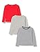 Produktbild NAME IT KIDS Mädchen NKFVANNE LS TOP BB T-Shirt, Grey Melange/Pack:3P Grey Mel+HIGH Risk RED+Dark SAP, 158-164
